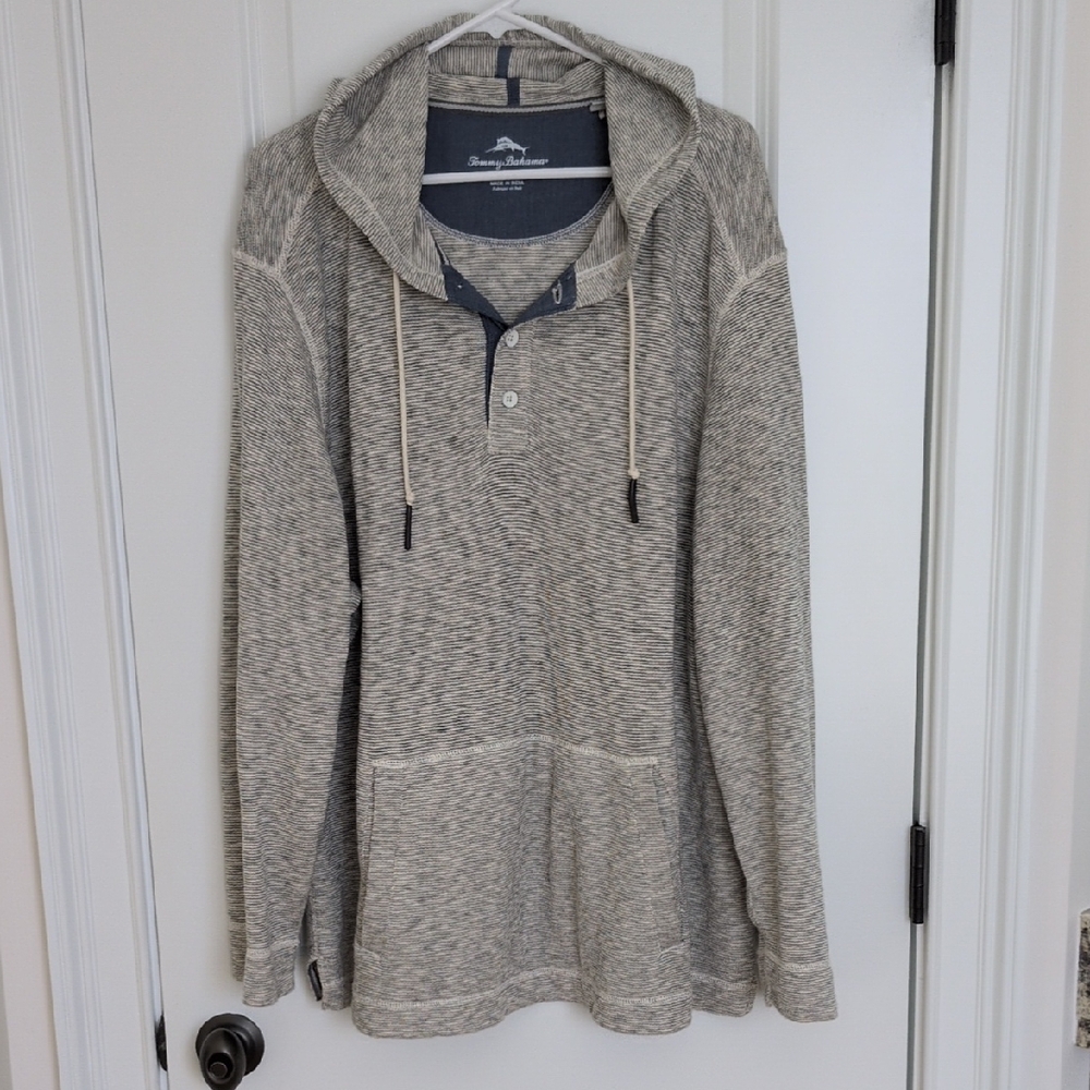 Tommy Bahama Heathered Gray Hooded Pullover - See Callout